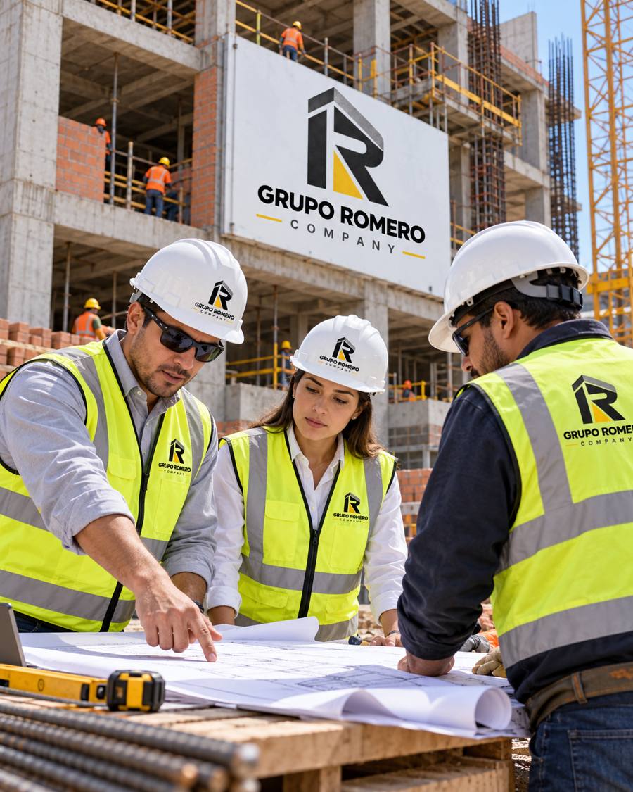 Equipo de ingeniería revisando planos en una obra. Imagen referencial.
